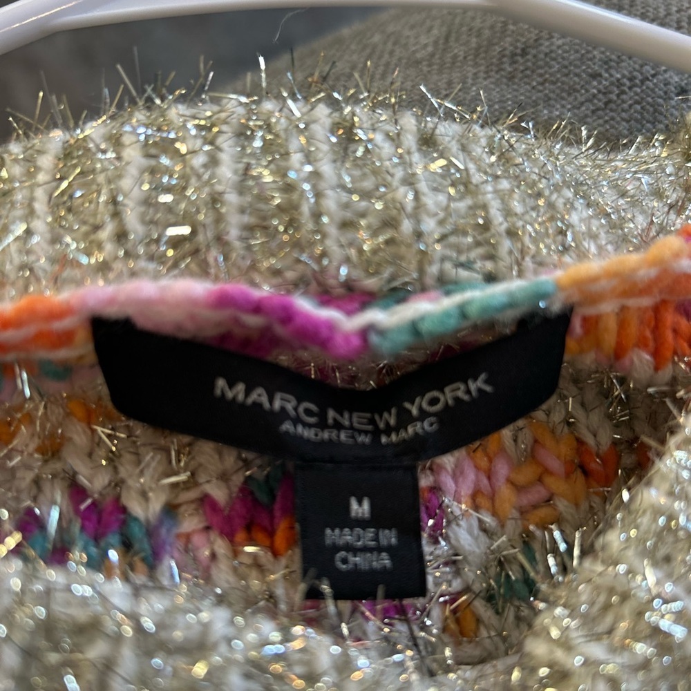 Andrew Marc New York Colorful Rainbow Metallic Tweed Sweater NWT - Picture 7 of 9